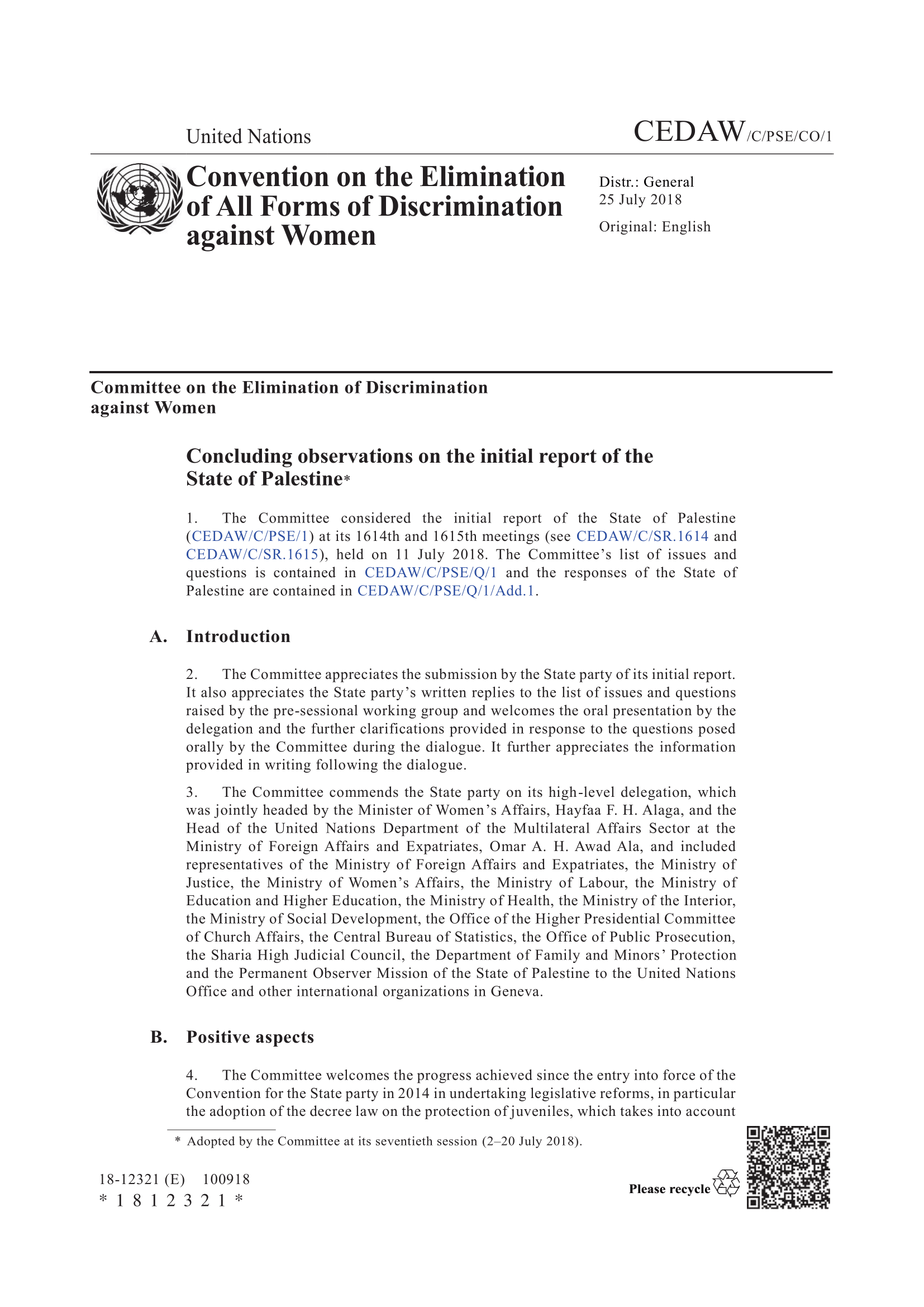 Concluding observations on the initial report of the State of Palestine (CEDAW)