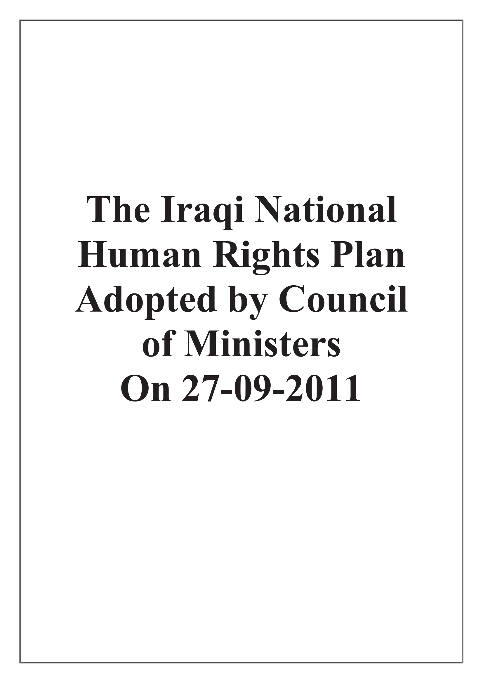 The Iraqi National Human Rights Plan (2010-2014)