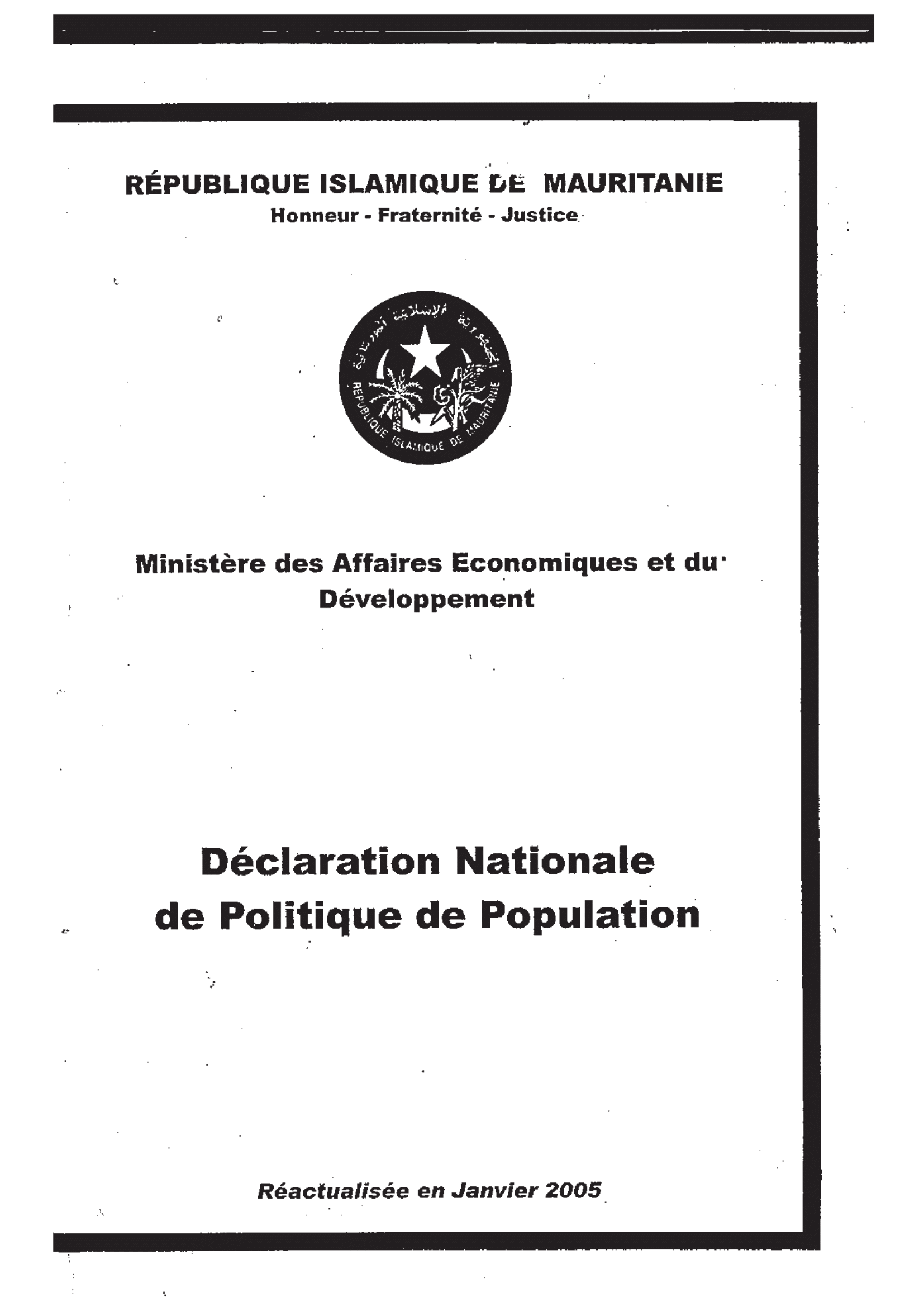 The National Population Policy Declaration