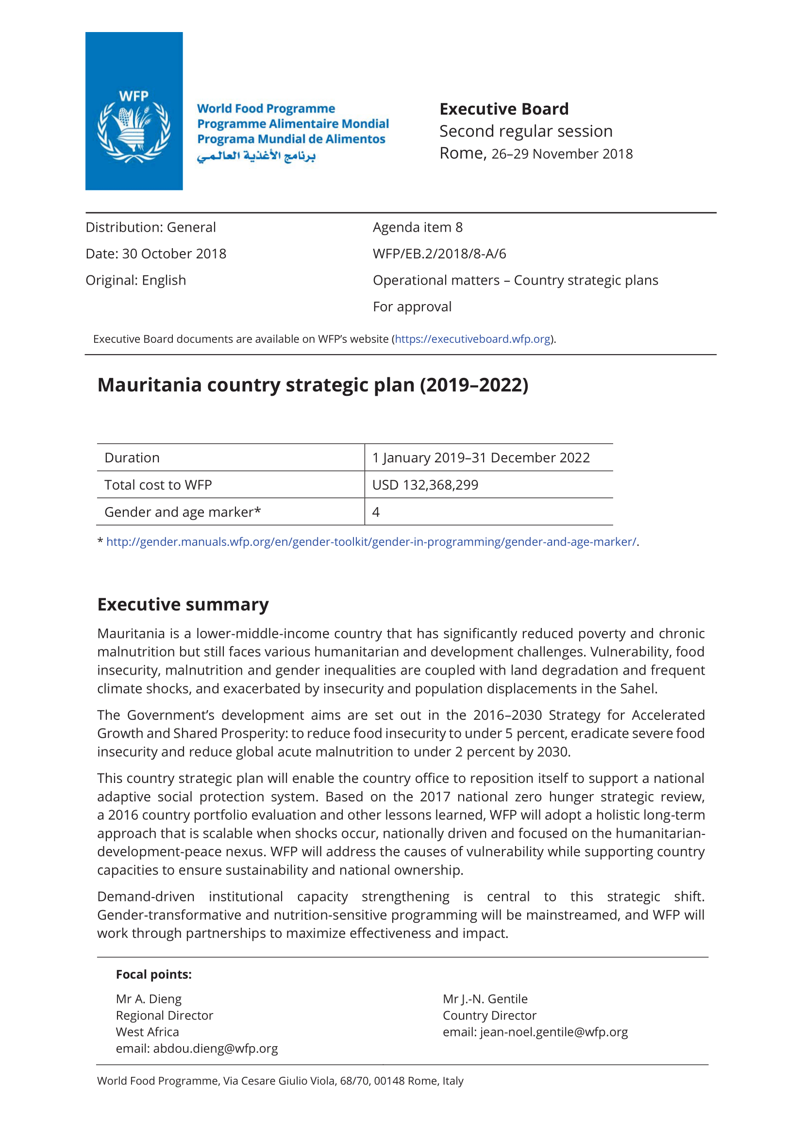 Mauritania Country Strategic Plan (2019-2023)