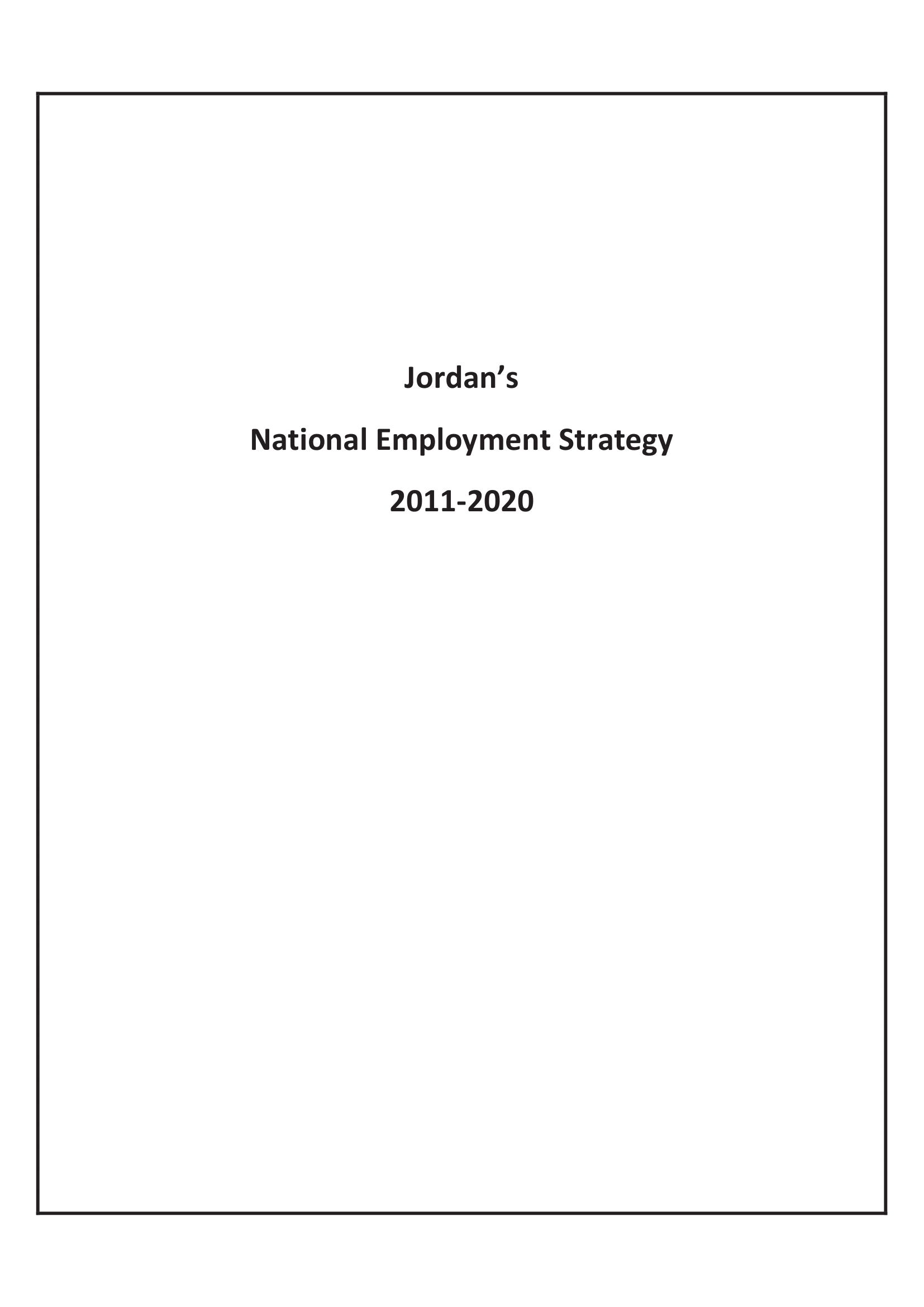 Jordan’s National Employment Strategy 2011-2020