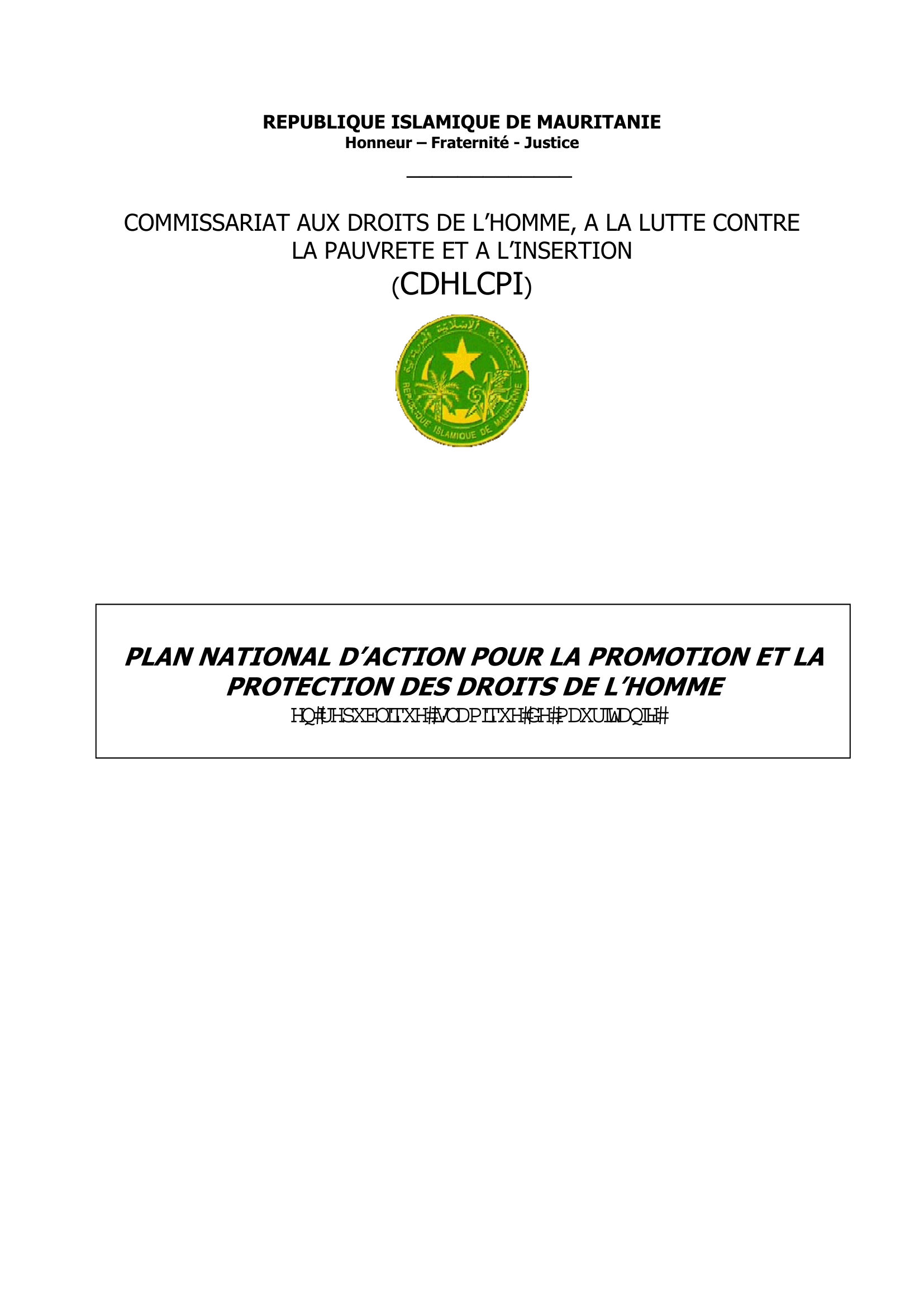 National Action Plan for the Promotion and Protection of Human Rights in Mauritania 