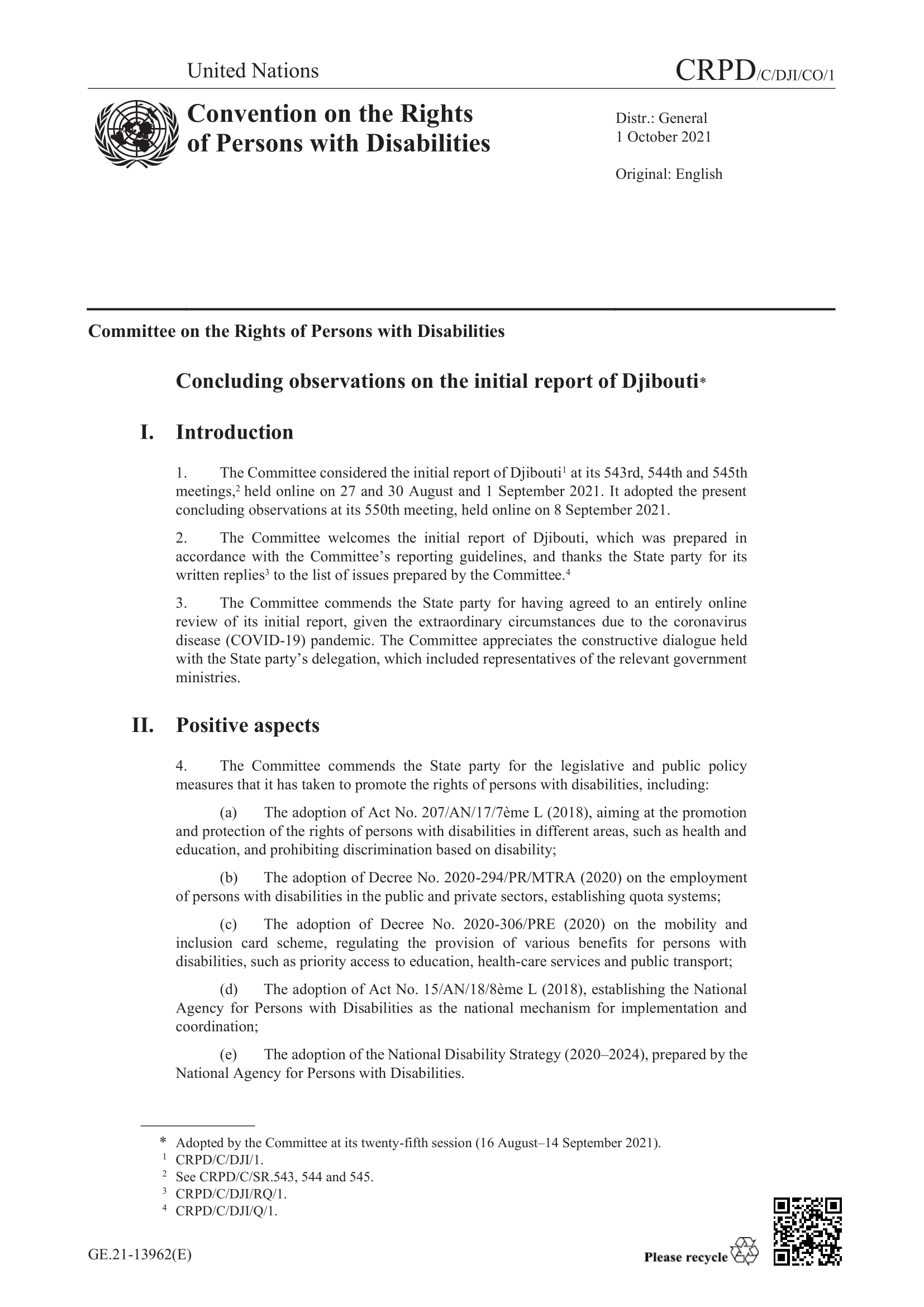 Concluding observations on the initial report of Djibouti (CRPD)